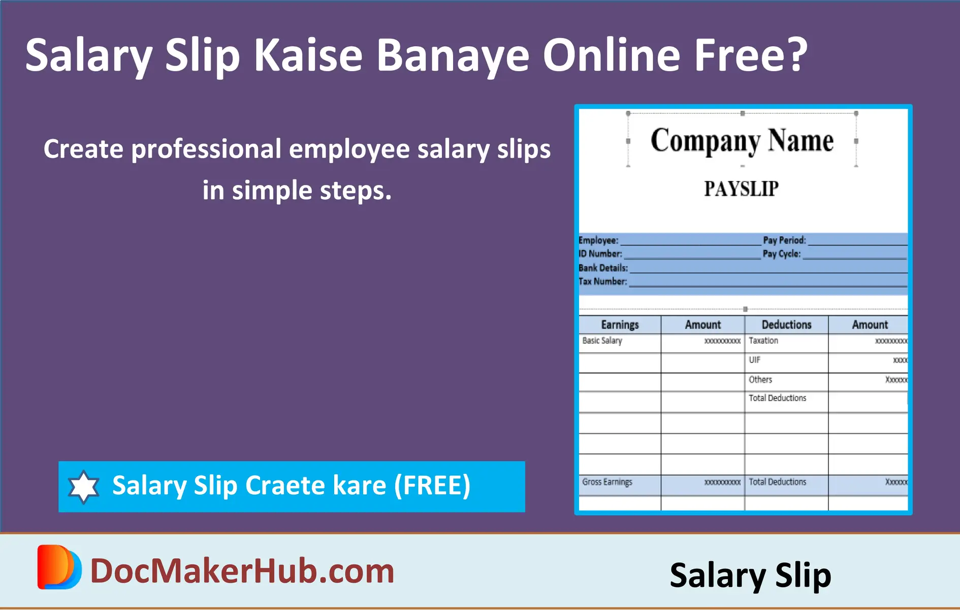 Salary Slip Kaise Banaye (Excel + PDF Download)