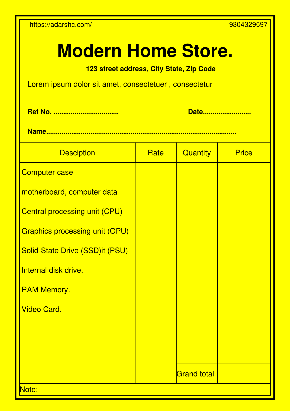 Donation Receipt Template