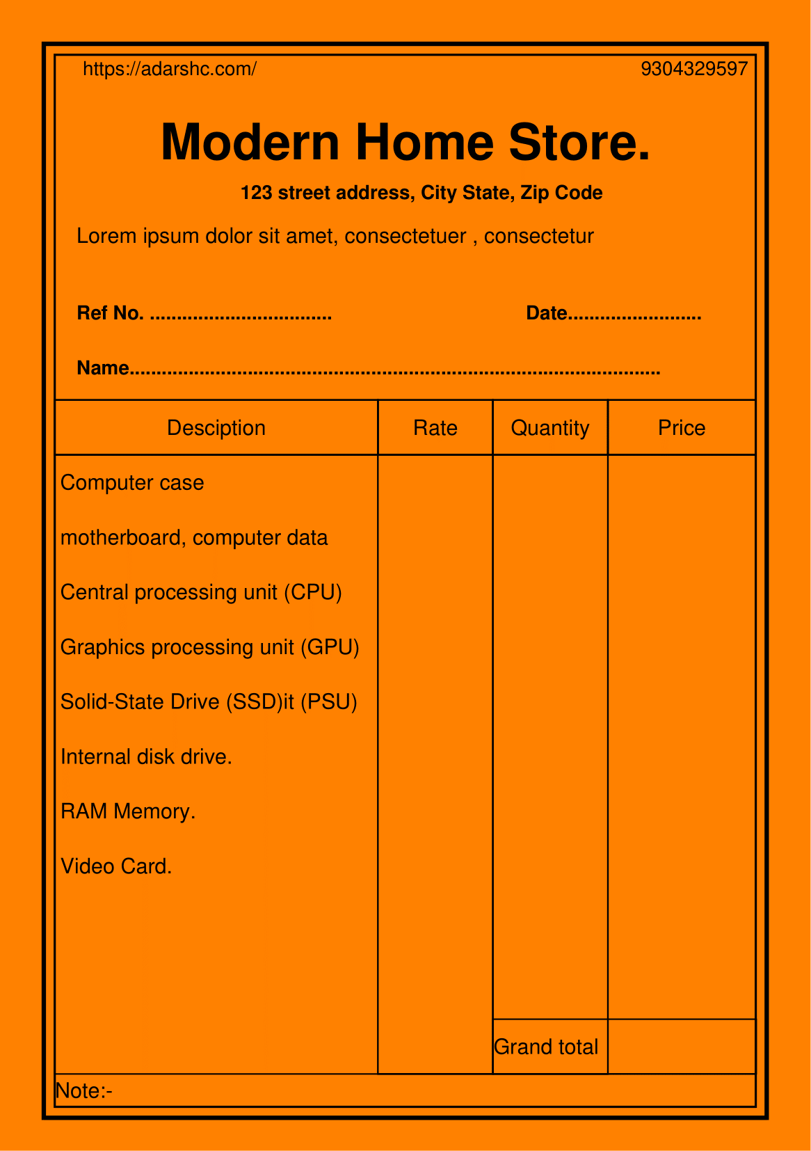 Donation Receipt Template
