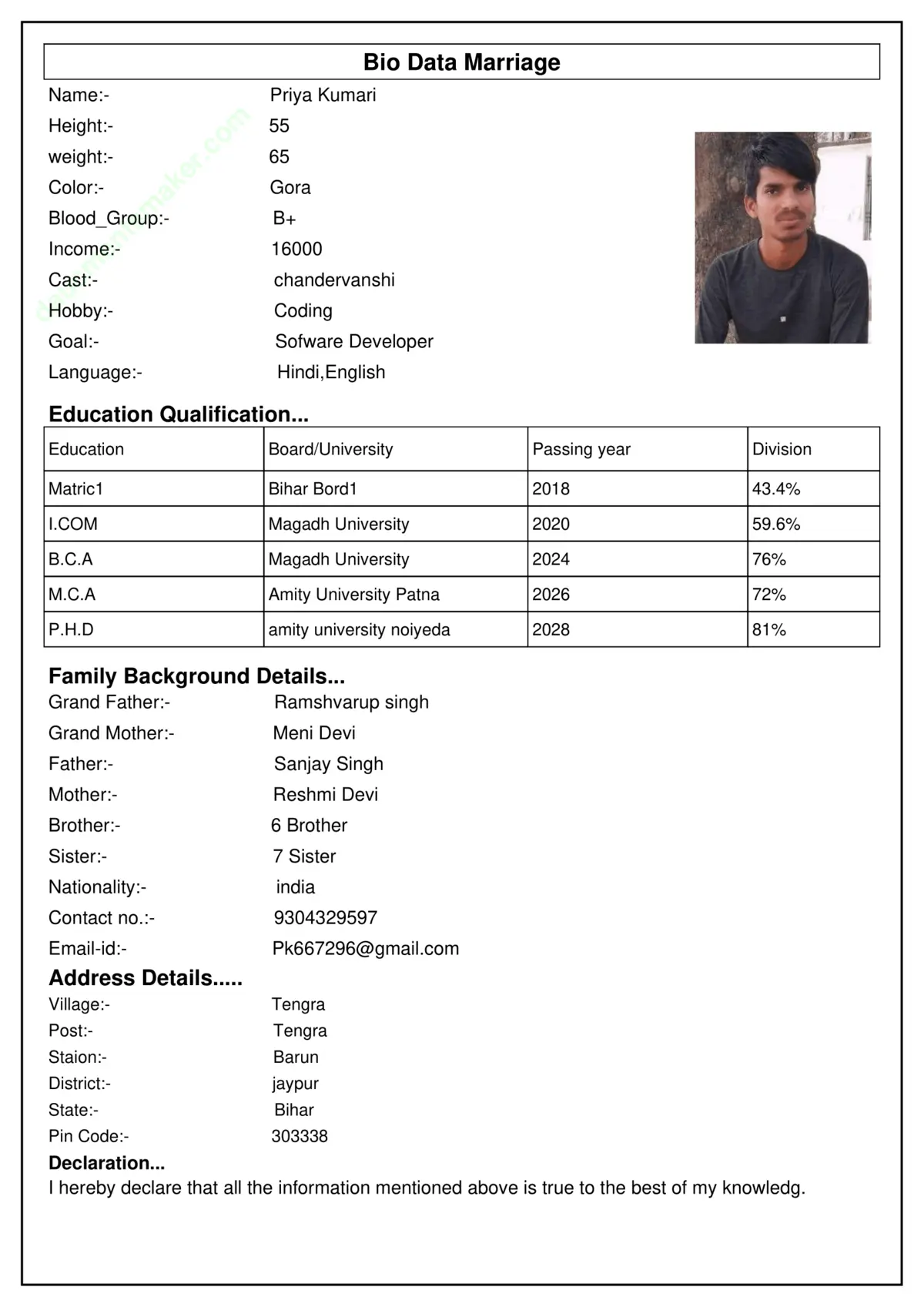 Marriage Biodata Maker