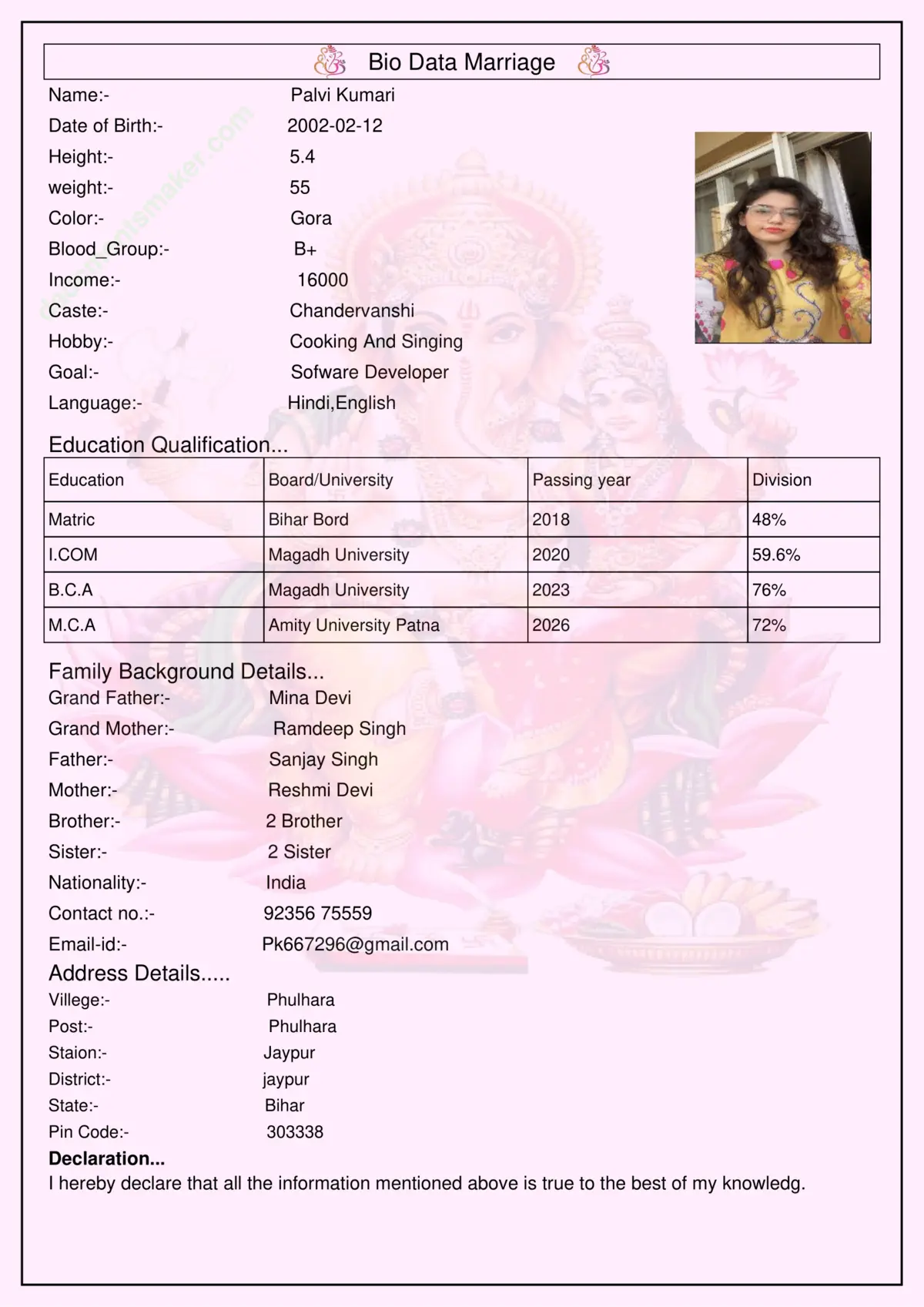 Marriage Biodata Design