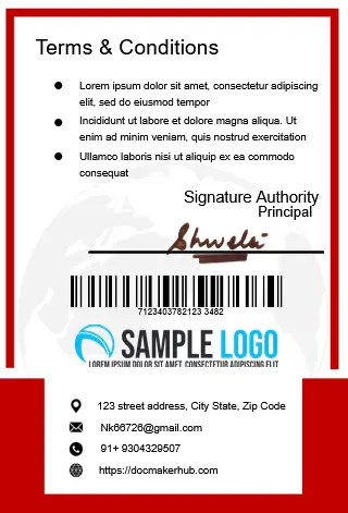 Employee ID Card Back