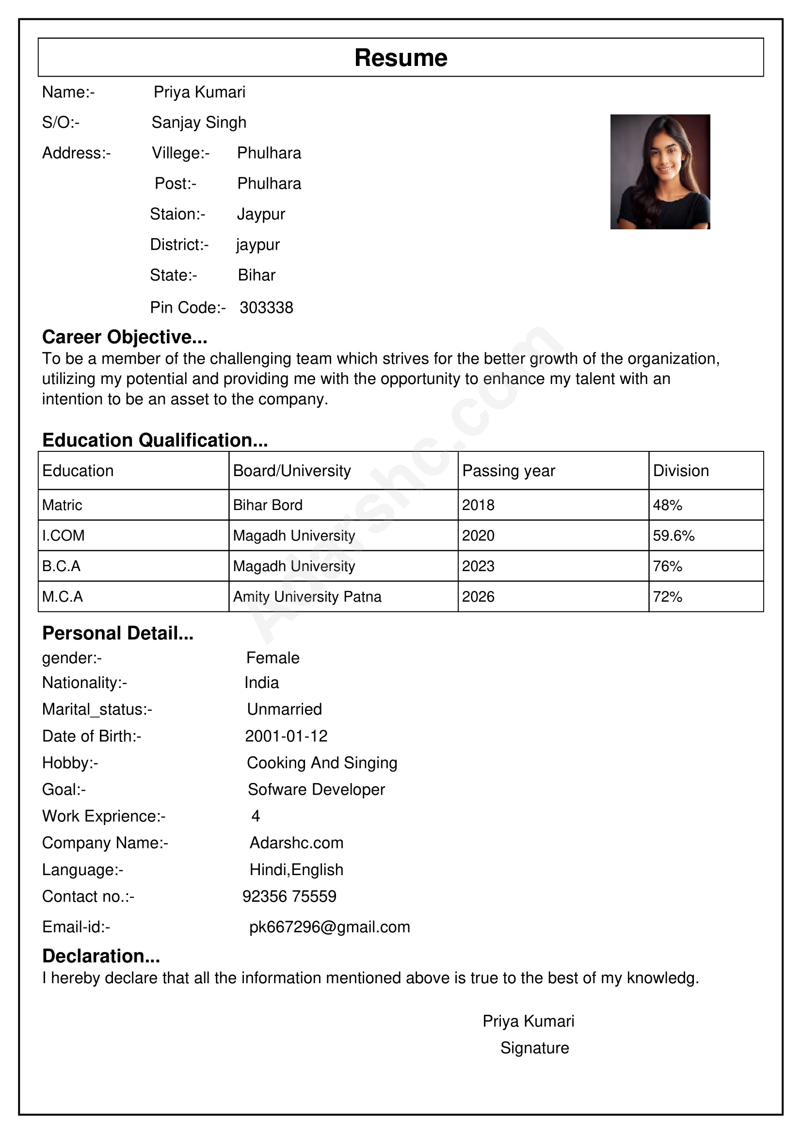 Resume Preview