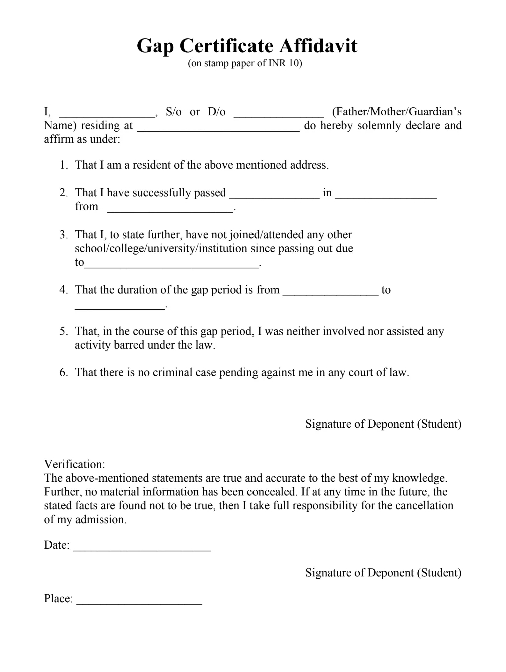 Address Proof Affidavit Sample